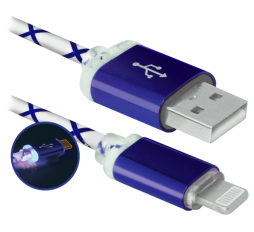 Slika proizvoda: Defender Technology Kabal ACH03-03LT USB cable, blue, LED, USB-Lightning, 1m