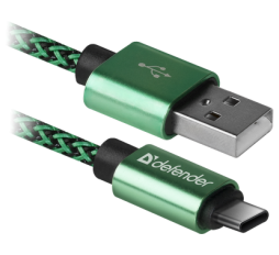 Slika proizvoda: Defender Technology Kabal USB09-03T PRO USB2.0 USB cable, Green, AM-Type-C, 1m, 2.1A