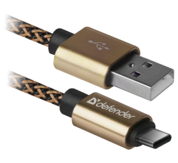 Slika proizvoda: Defender Technology Kabal  USB09-03T PRO USB2.0 USB cable, Golden, AM-Type-C, 1m, 2.1A