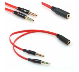 Slika proizvoda: E-GREEN Adapter Audio 3.5mm stereo (F) -2 x 3.5mm stereo (M) crveno crni