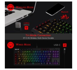 Slika proizvoda: Redragon Tastatura Vishnu Pro K596 RGB Wireless/Wired Mechanical Gaming