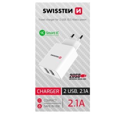 Slika proizvoda: Swissten Travel charger Smart IC 2x USB-A power white