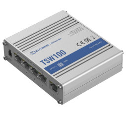 Slika proizvoda: Teltonika Industrial switch TSW100,  WiFi Networks, switch with 5x Gigabit Ethernet ports, 4 of which can be used to power connected devices via PoE 802.3af/802.3at standards.
